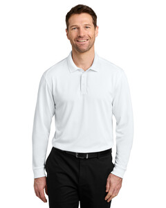 Port Authority K240LS White-Wearever Performance Pique Long Sleeve Polo White