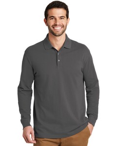 Port Authority K8000LS Gray-EZCotton  Long Sleeve Polo Shirt Gray