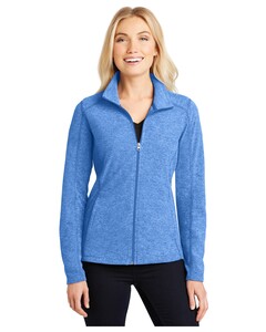 Women's Heather Microfleece Full-Zip Jacket Blue Port Authority L235 Blue