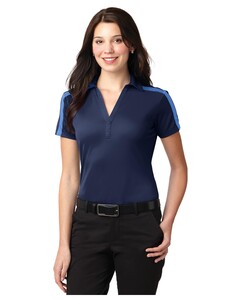 Port Authority L547 Navy-Women's Silk Touch  Performance Colorblock Stripe Polo Shirt Navy