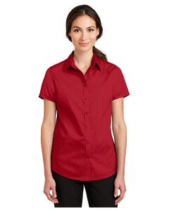 Women's Short Sleeve SuperPro Twill Shirt Red Port Authority L664 Red