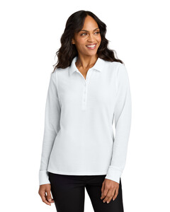Port Authority LK200LS White-Women's Wearever Signature Pique Long Sleeve Polo White