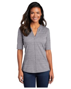 Port Authority LK583 Gray-Women’s Fitted Very Important Tee &reg; Scoop Neck Stretch Heather Open Neck Top  Gray