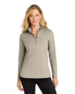 Port Authority LK880 Brown-Ladies C-FREE Double Knit 1/4-Zip Brown
