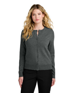 Women's Easy Care Crewneck Cardigan Sweater Gray Port Authority LSW2870 Gray