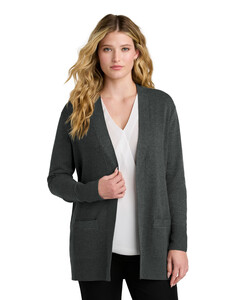 Women's Easy Care Open-Front Cardigan Sweater Gray Port Authority LSW2890 Gray
