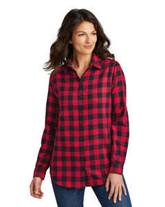 Women's Plaid Flannel Tunic Red Port Authority LW668 Red