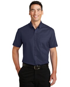 Short Sleeve SuperPro Twill Shirt Navy Port Authority S664 Navy