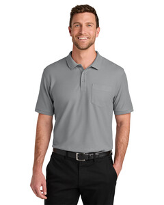 Port Authority TLK200P Gray-Tall Wearever Signature Pique Pocket Polo Gray