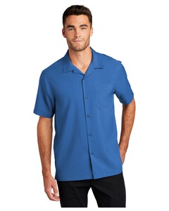Port Authority W400 Blue-Short Sleeve Performance Staff Shirt Blue