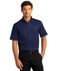 Port Authority W809 Navy-Short Sleeve SuperPro React Twill Shirt Navy