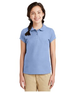 Port Authority YG503 Blue-Girls Silk Touch Peter Pan Collar Polo Shirt Blue