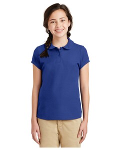 Port Authority YG503 Blue-Girls Silk Touch Peter Pan Collar Polo Shirt Blue