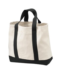 Port & Co B400 Natural-2-Tone Shopping Tote Natural