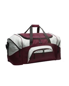 Port & Co BG99 Maroon-Colorblock Sport Duffel Maroon