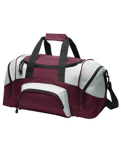 Port & Co BG990S Maroon-Improved Colorblock Small Sport Duffel Bags Maroon