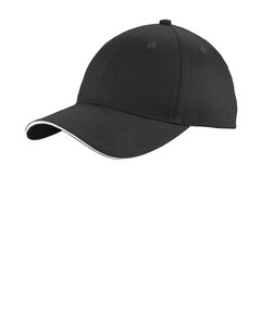 Port & Co C919 Black-Unstructured Sandwich Bill Cap Black