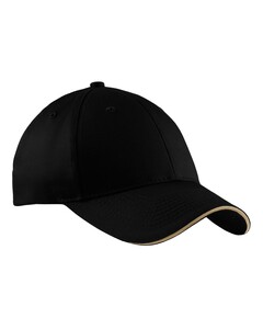 Port & Co CP85 Black-Sandwich Bill Cap Black