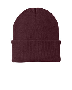 Port & Co CP90 Maroon-Knit Beanie Maroon