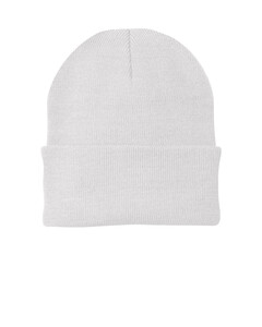 Port & Co CP90 White-Knit Beanie White