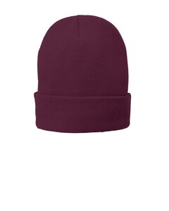 Port &amp; Co CP90L Maroon-Fleece-Lined Beanie Maroon
