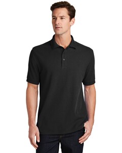 Port & Co KP1500 Black-Ring Spun Pique Polo Shirt Black