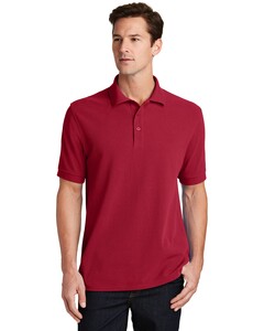 Port & Co KP1500 Red-Ring Spun Pique Polo Shirt Red