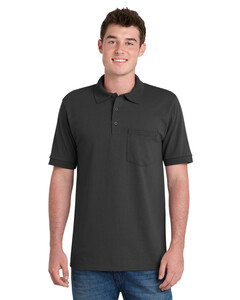 Port & Co KP55P Black-Core Blend Pocket Polo Shirt Black