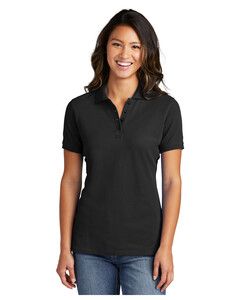 Port & Co LKP1500 Black-Women's Ring Spun Pique Polo Shirt Black