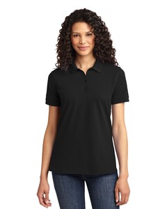 Port & Co LKP155 Black-Women's 50/50 Pique Polo Shirt Black