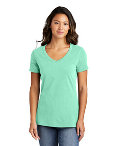 Port & Co LPC099V Green-Ladies Beach Wash Garment-Dyed V-Neck T-Shirt Green
