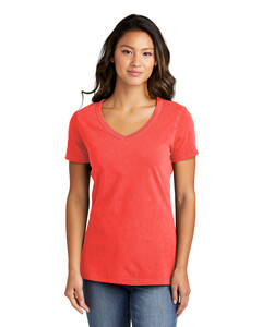 Port & Co LPC099V Red-Ladies Beach Wash Garment-Dyed V-Neck T-Shirt Red