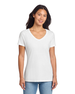 Port & Co LPC099V White-Ladies Beach Wash Garment-Dyed V-Neck T-Shirt White