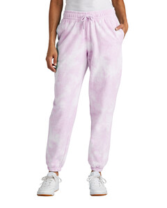 Port & Co LPC140P Pink-Women's Beach Wash Cloud Tie-Dye Sweatpants with Pockets Pink