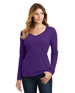 Port & Co LPC450VLS Purple-Women's Long Sleeve Fan Favorite V-Neck T-Shirt Purple