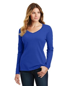 Port &amp; Co LPC450VLS Blue-Women&#x27;s Long Sleeve Fan Favorite V-Neck T-Shirt Blue