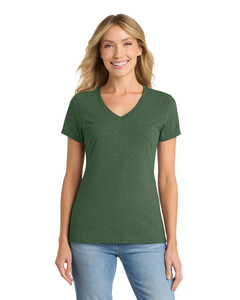 Port & Co LPC455V Green-Women's Fan Favorite Blend V-Neck T-Shirt Green