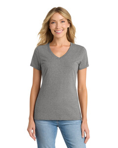 Port & Co LPC455V Gray-Women's Fan Favorite Blend V-Neck T-Shirt Gray