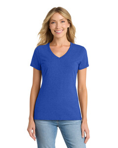 Port &amp; Co LPC455V Blue-Women&#x27;s Fan Favorite Blend V-Neck T-Shirt Blue
