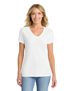 Port & Co LPC455V White-Women's Fan Favorite Blend V-Neck T-Shirt White