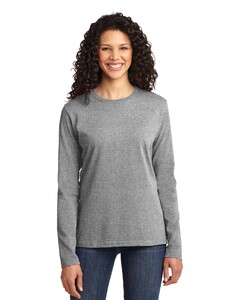 Port &amp; Co LPC54LS Gray-Women&#x27;s Long Sleeve 5.4-oz 100% Cotton T-Shirt Gray