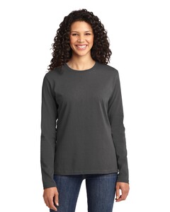 Port & Co LPC54LS Gray-Women's Long Sleeve 5.4-oz 100% Cotton T-Shirt Gray