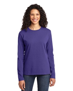 Port & Co LPC54LS Purple-Women's Long Sleeve 5.4-oz 100% Cotton T-Shirt Purple