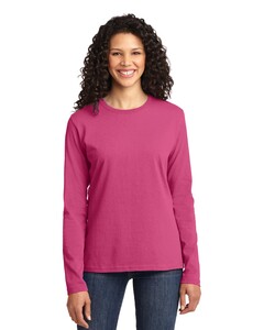 Port & Co LPC54LS Pink-Women's Long Sleeve 5.4-oz 100% Cotton T-Shirt Pink