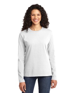 Port & Co LPC54LS White-Women's Long Sleeve 5.4-oz 100% Cotton T-Shirt White