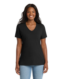Port & Co LPC54V Black-Women's 5.4-oz 100% Cotton V-Neck T-Shirt Black
