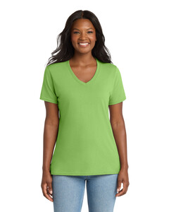 Port & Co LPC54V Green-Women's 5.4-oz 100% Cotton V-Neck T-Shirt Green