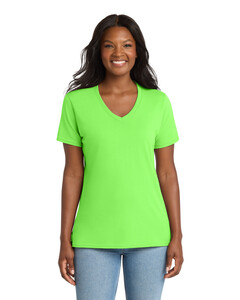 Port & Co LPC54V Green-Women's 5.4-oz 100% Cotton V-Neck T-Shirt Green