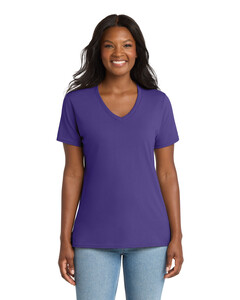 Port & Co LPC54V Purple-Women's 5.4-oz 100% Cotton V-Neck T-Shirt Purple