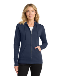 Port & Co LPC78ZH Navy-Women's Core Fleece Full-Zip Hooded Sweatshirt Navy